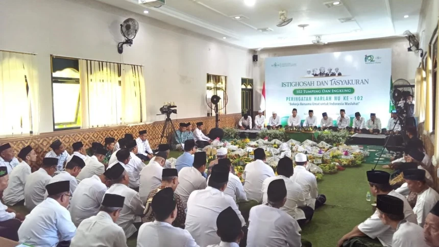 PCNU Bantul Meriahkan Harlah NU dengan 102 Tumpeng dan Ayam Ingkung