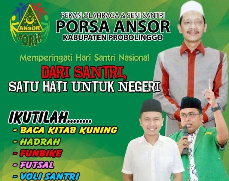 Selama Tiga Pekan, Ansor Probolinggo Gelar Pekan Olahraga dan Seni Santri