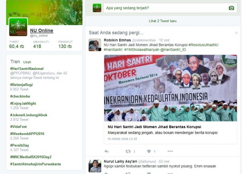 #HariSantriNasional Rajai Trending Topic Indonesia