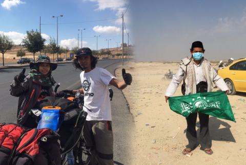 Bendera Merah Putih dan NU Bekal Dua Peziarah Ulama Dunia