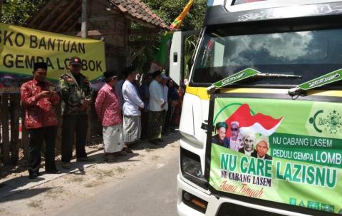 LAZISNU Lasem Berangkatkan Bantuan untuk Warga Lombok