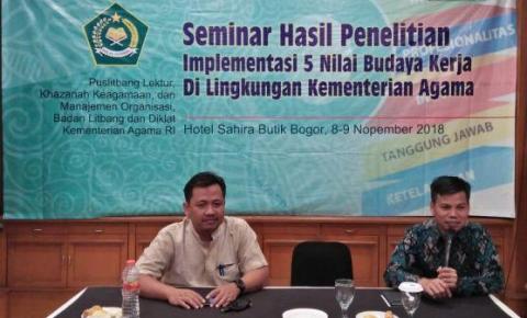 Perlunya Penguatan Penelitan Lima Budaya Kerja Kemenag