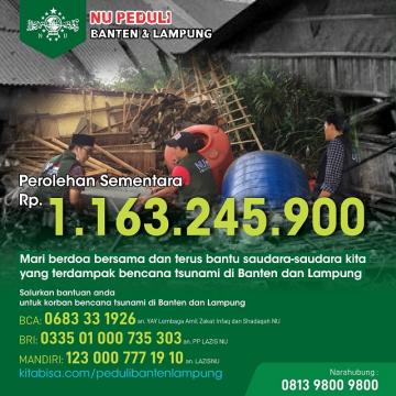 Donasi Sementara untuk Korban Tsunami Banten-Lampung 1 Miliar Lebih