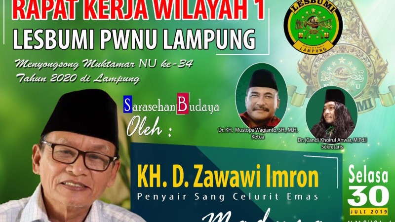 Sarasehan Budaya, Lesbumi NU Lampung Hadirkan Penyair D Zawawi Imron