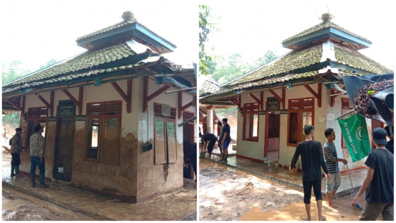 PP IPNU Bersihkan Makam Keramat di Banten dari Lumpur Banjir