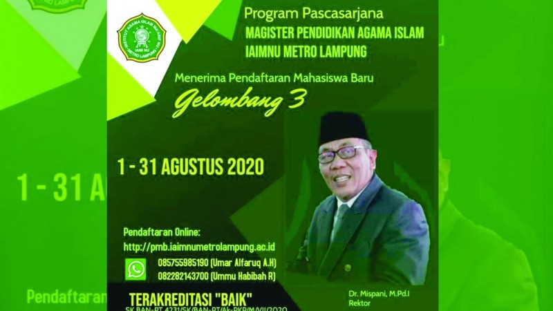 Pascasarjana IAIMNU Kota Metro Lampung Buka Pendaftaran Gelombang III  