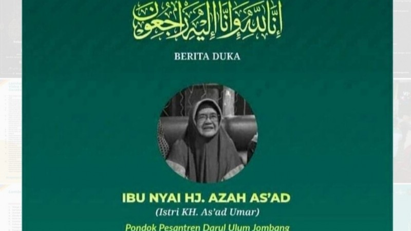 Pesantren Darul Ulum Jombang Berduka, Nyai Hj Azah As&#039;ad Wafat