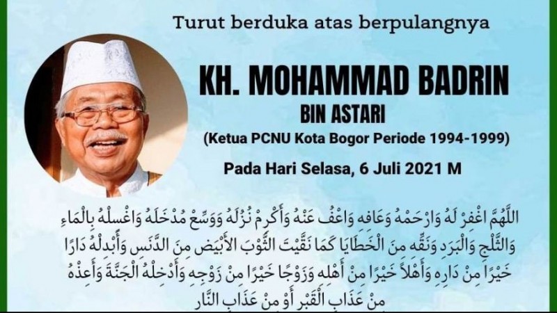 Ketua PCNU Kota Bogor Masa Khidmah 1994-1999 KH Mohammad Badrin Wafat 