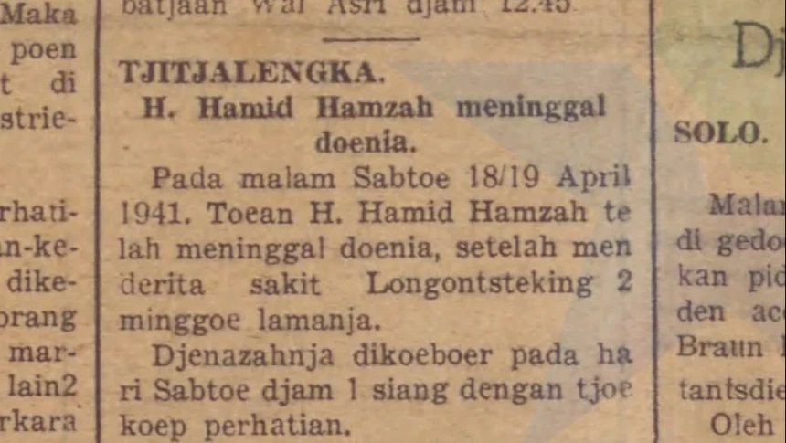 Hamid Hamzah:  Ketua Ranting NU Cicalengka 1941, Lulusan Al-Azhar, Keturunan Palembang