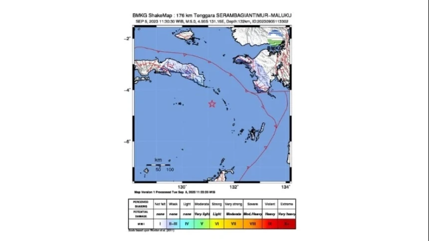 Gempa Magnitudo 5 Terjadi di Seram Bagian Timur, Tidak Berpotensi Tsunami