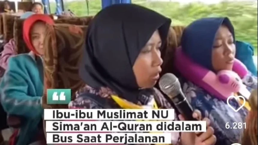 Ibu-ibu Muslimat NU Ponorogo Semaan Al-Qur&#039;an di Bus saat Perjalanan ke GBK
