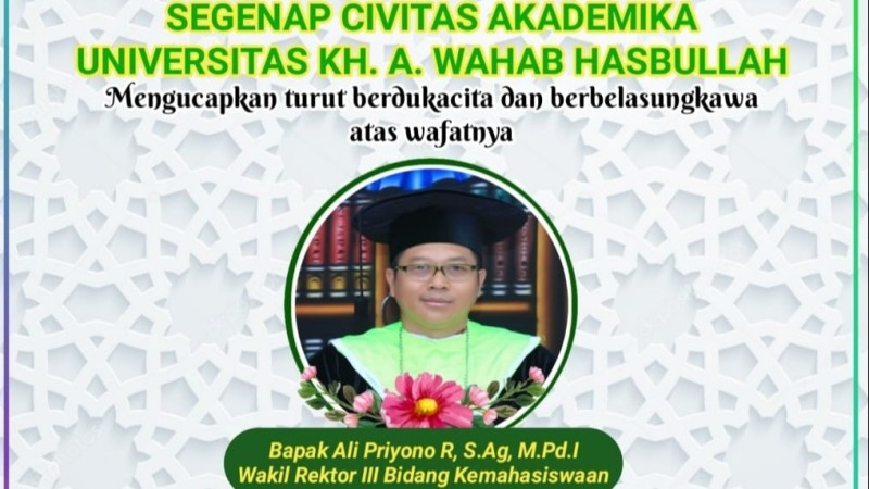 Innalillahi, Ali Priyono Wakil Rektor III Unwaha Tutup Usia