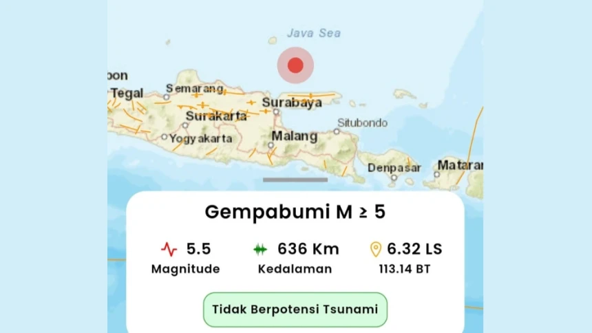 Bangkalan Madura Diguncang Gempa Magnitudo 5,5 Tidak Berpotensi Tsunami