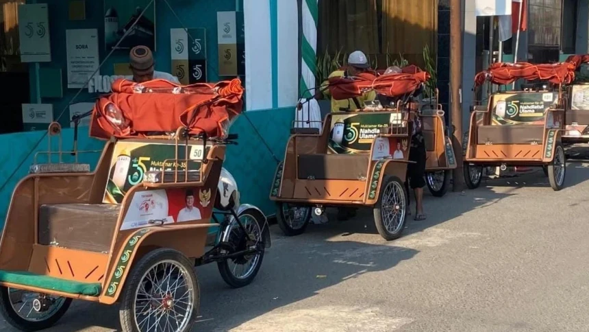 Gratis, Ratusan Becak Listrik Siap Antar Muktamirin ke Sejumlah Titik
