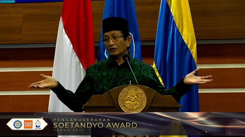 Terima Soetandyo Award 2021, Prof Nasaruddin Umar Jelaskan Prinsip HAM dalam Al-Qur’an