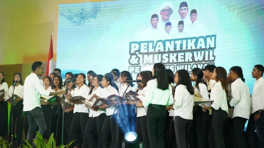 Mahasiswa IAKN Ambon Lantunkan Mars Yalal Wathan, Iringi Pelantikan PWNU Maluku