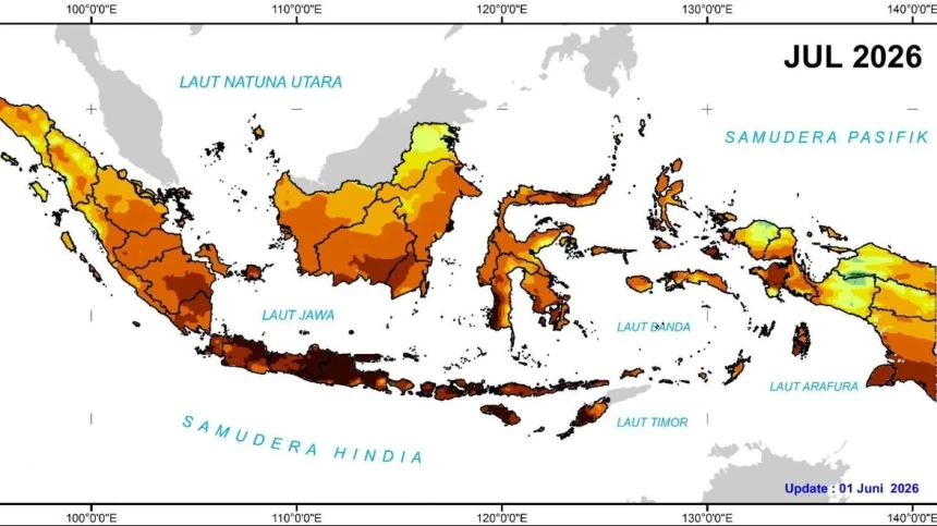 Prediksi Cuaca 3-9 Juli 2026:Kemarau Berlanjut, Hujan Masih Mengiringi Sebagian Wilayah Indonesia