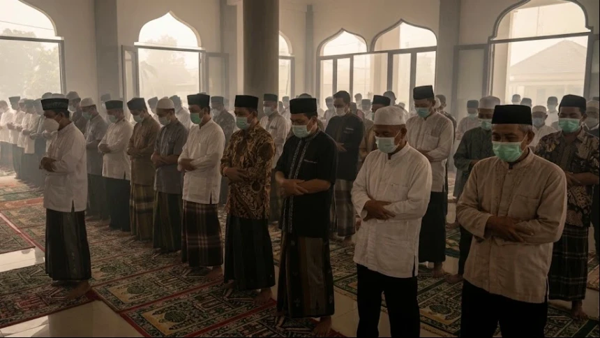 Hukum Shalat Memakai Masker karena Kabut Asap Karhutla