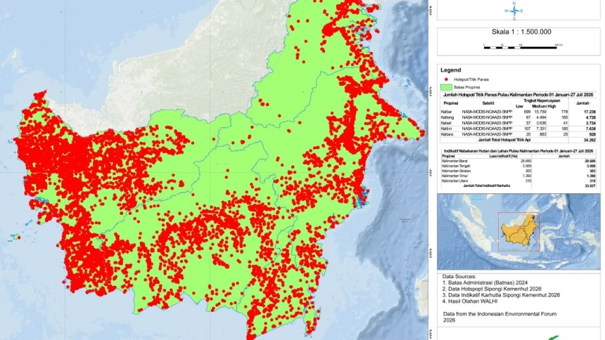 34.262 Titik Api Kepung Kalimantan, 65 Persen di Kalbar