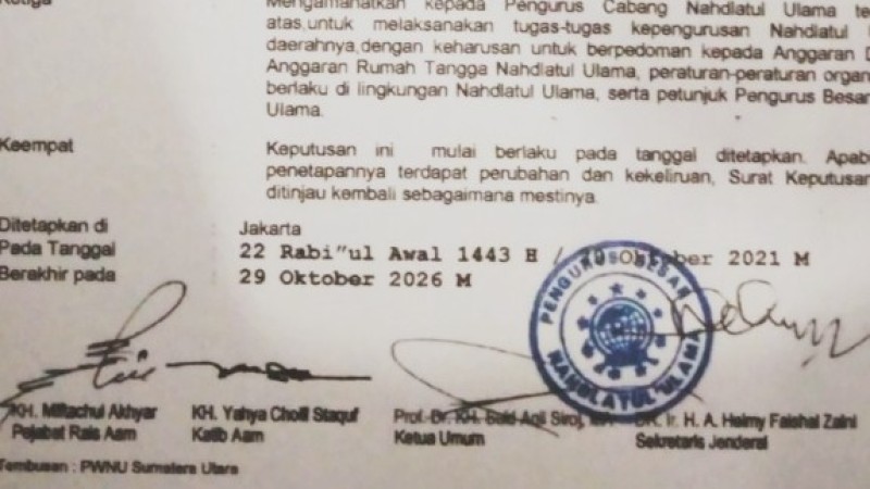 PBNU Soal SK PCNU Kota Medan: Palsu dan Hasil Editan 