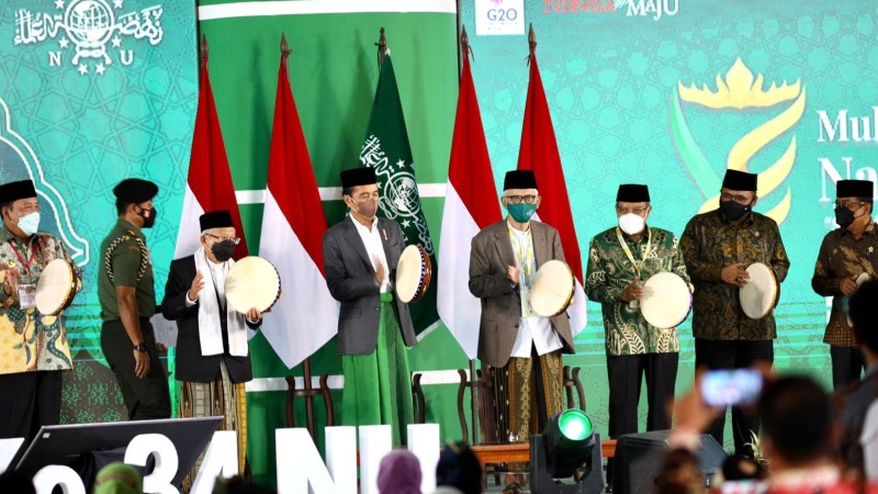 Tabuh Rebana, Presiden Jokowi Resmi Buka Muktamar Ke-34 NU