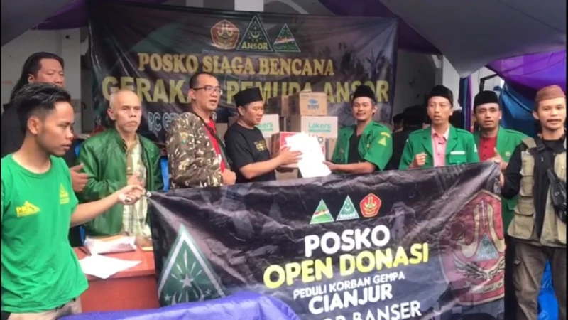 GP Ansor Kota Bandung Serahkan Bantuan Kemanusiaan untuk Korban Gempa Bumi Cianjur