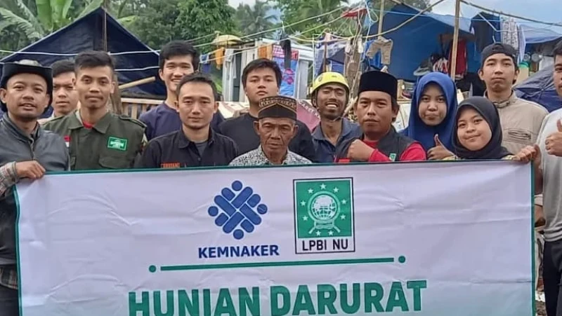 LPBINU Kabupaten Cianjur Lakukan Serah Terima 65 Huntara Berbasis Keluarga di 7 Lokasi Pengungsian