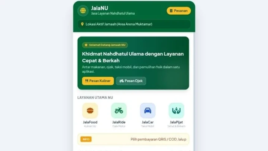 JalaNU, Layanan Digital untuk Transportasi, Makanan, hingga Pijat di Muktamar Ke-35 NU
