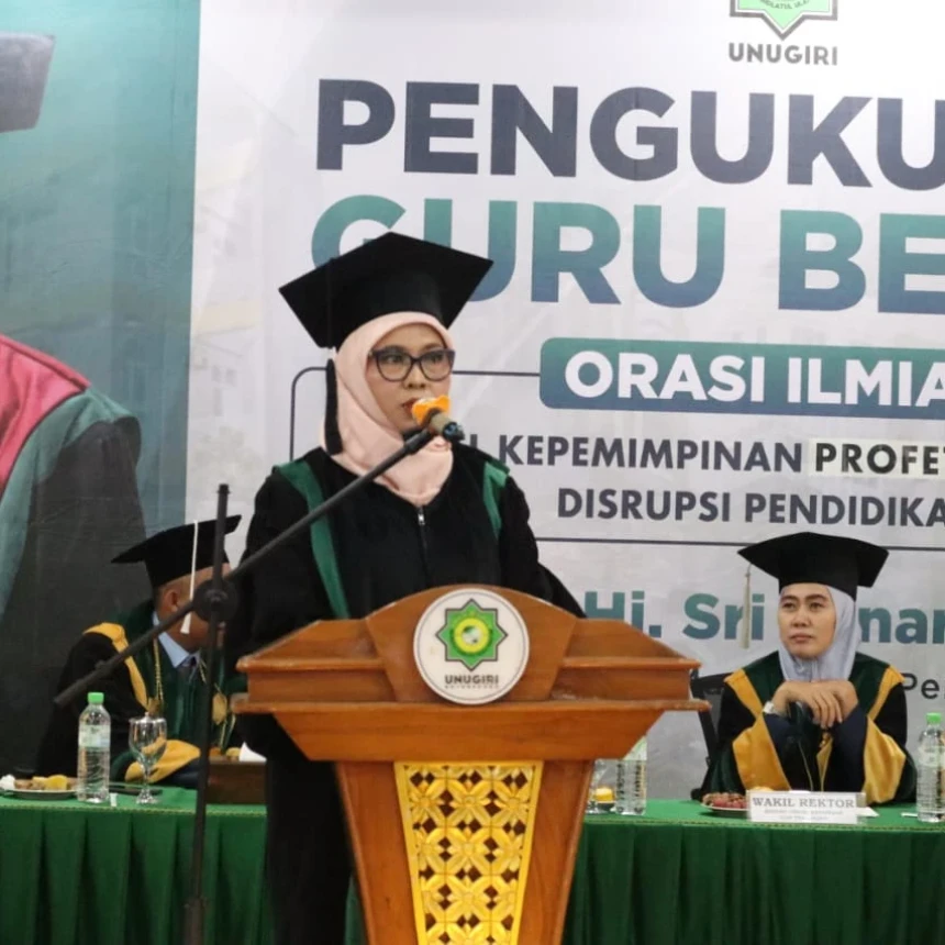 Dikukuhkan Jadi Guru Besar Pertama di Unugiri, Prof Sri Minarti Sampaikan Implementasi Kepemimpinan Profetik Etis