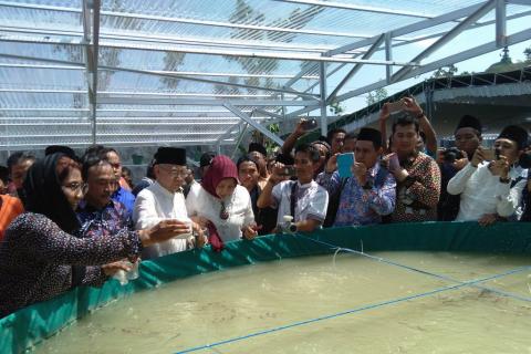 Tebarkan Bibit Lele, Menteri Susi Ajak Kalangan Pesantren Kembangkan Budidaya Ikan