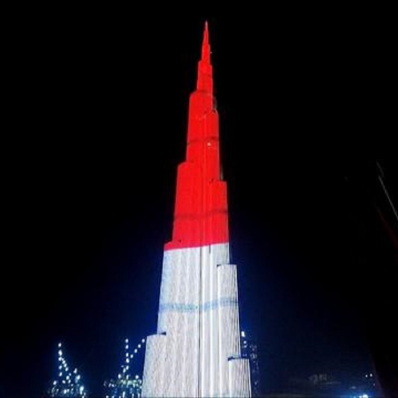 Meriahkan HUT RI, LED Burj Khalifa Tampilkan Bendera Indonesia