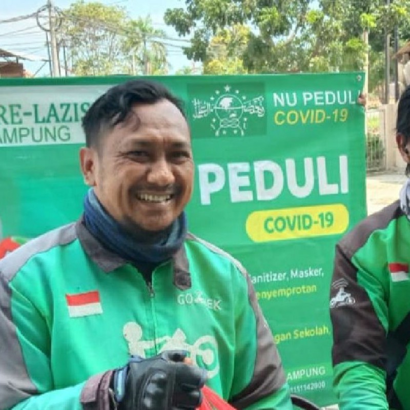 LAZISNU Lampung Beri APK dan Sembako untuk Supir dan Tukang Becak