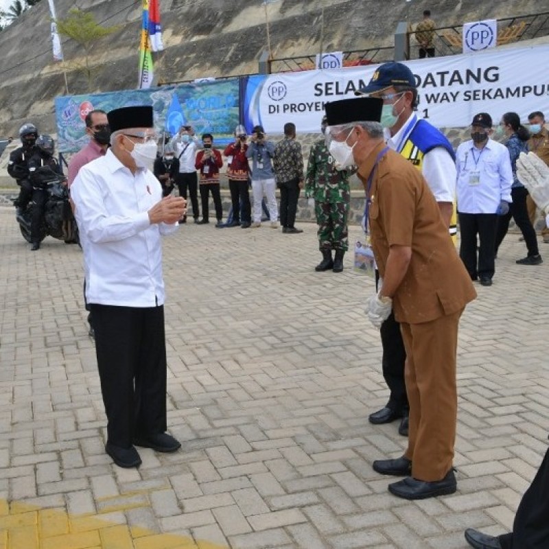 Wapres KH Ma'ruf Amin Tinjau Pembangunan Bendungan Way Sekampung di Lampung