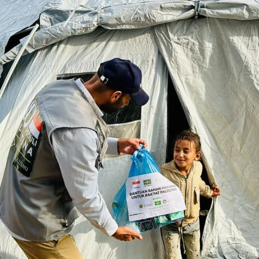 Terus Dukung Palestina, NU Care Salurkan Paket Makanan Keluarga untuk 1.750 Pengungsi di Khan Younis