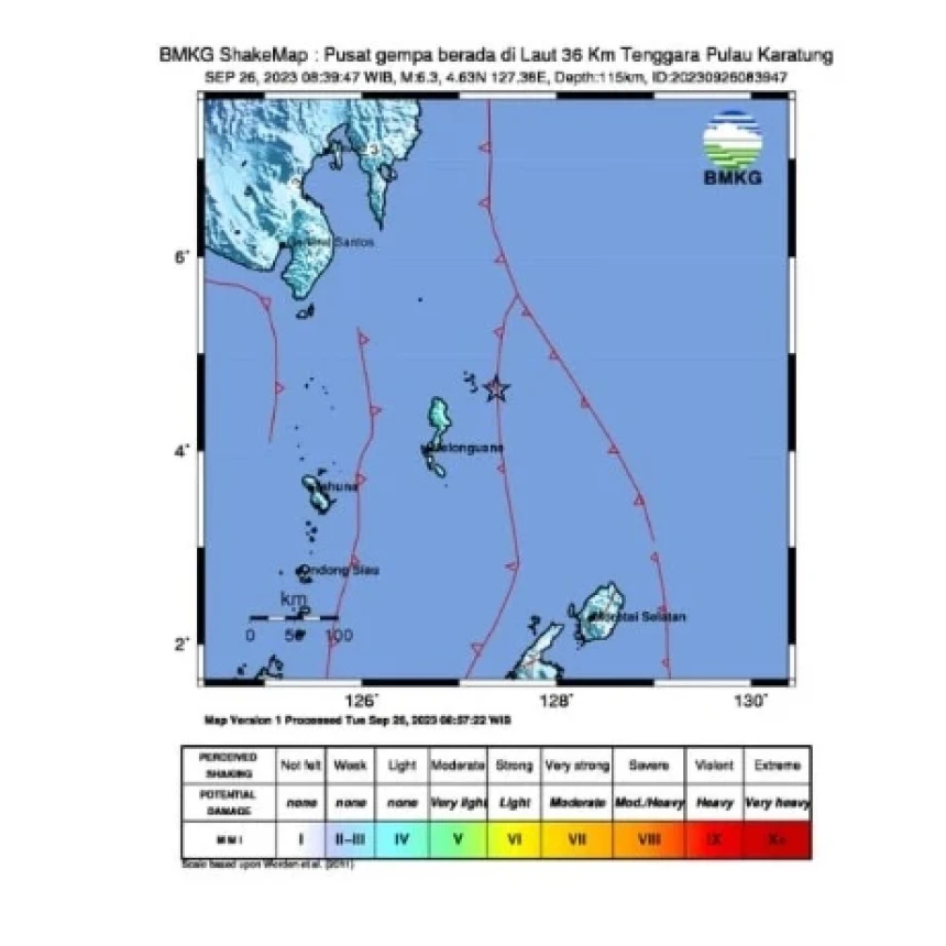 Gempa M 6,3 di Pulau Karatung Sulawesi Utara, Tidak Berpotensi Tsunami