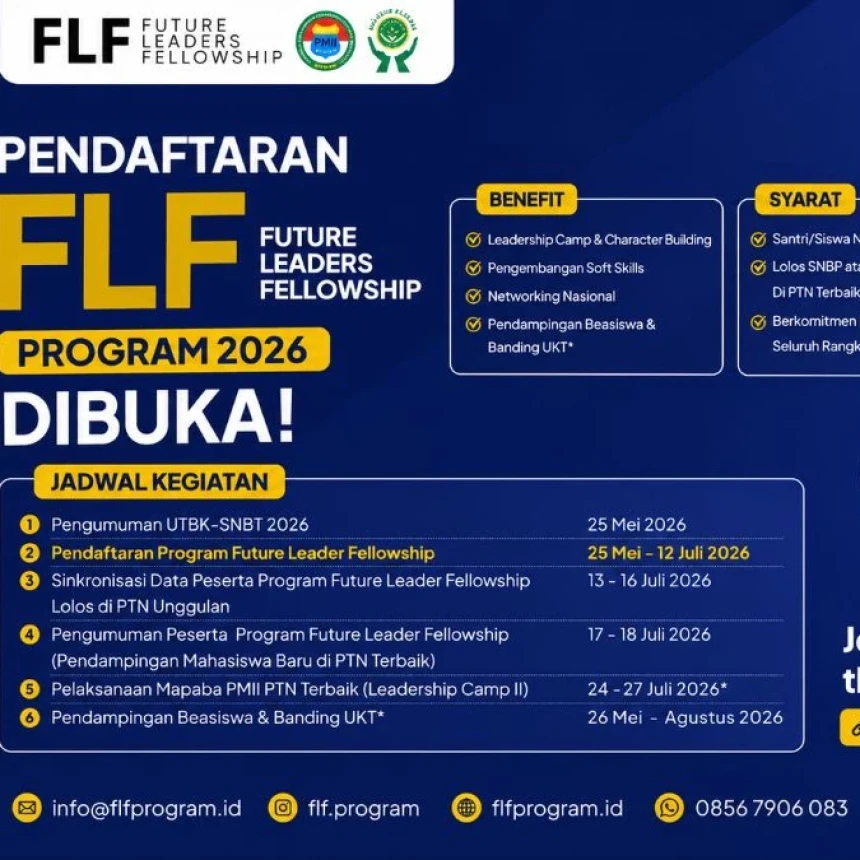 Future Leaders Fellowship 2026 Buka Pendaftaran, Siapkan Mahasiswa NU Tembus PTN Jalur SNBP dan UTBK-SNBT