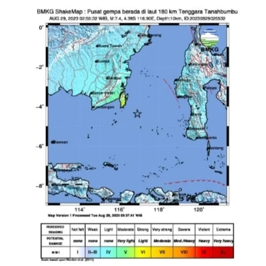 Gempa Magnitudo 7,4 Guncang Tanah Bumbu Kalsel, Getaran Dirasakan hingga Bantul
