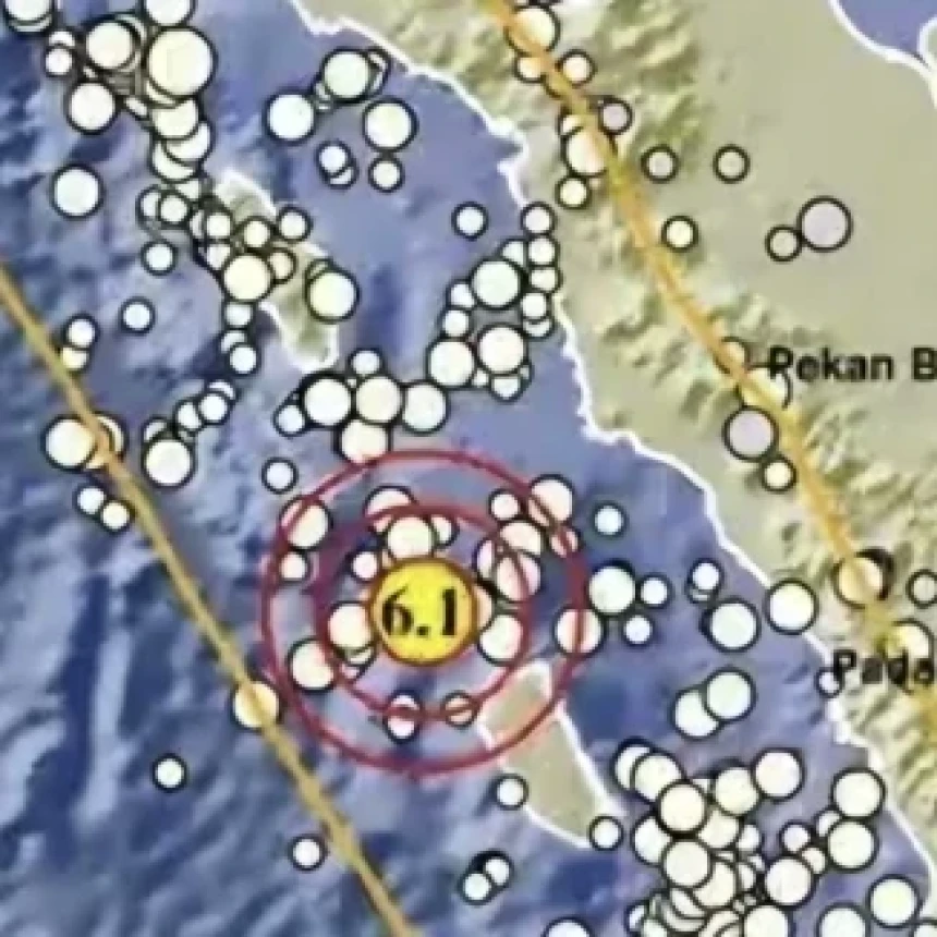 Gempa M6,1 Guncang Nias Selatan, Terasa hingga Sumatra Barat