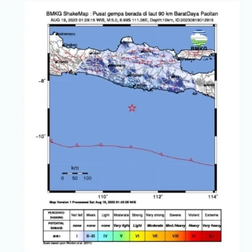 Gempa Susulan Magnitudo 5 Terjadi di Pacitan, Dirasakan hingga Yogyakarta