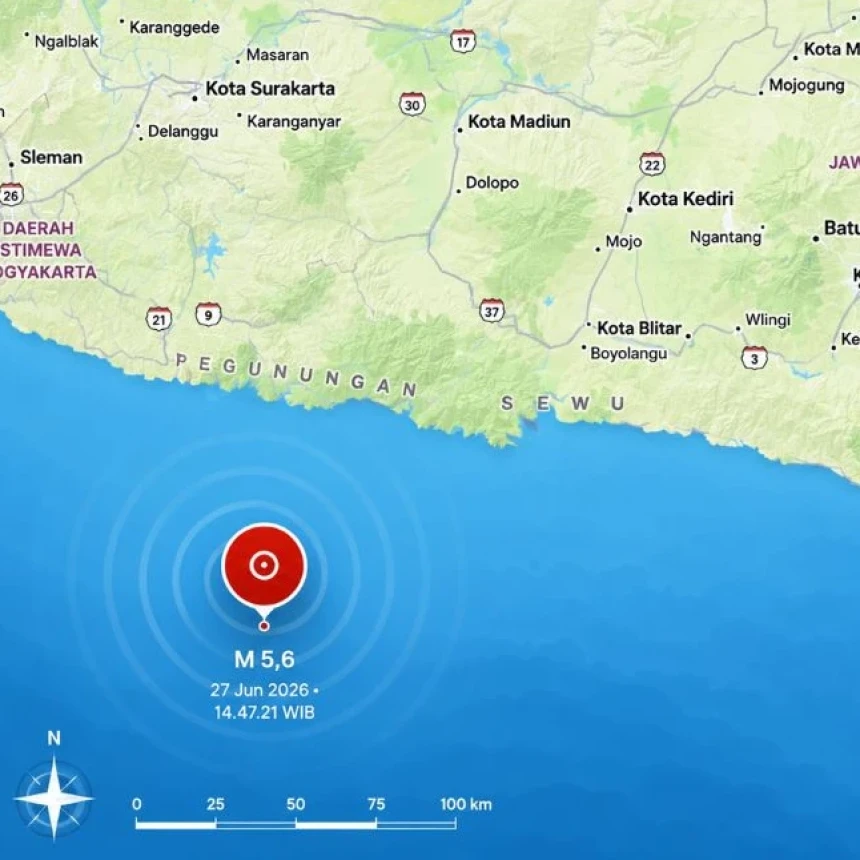 Gempa Magnetudo 5,6 Guncang Pacitan, Terasa hingga Yogyakarta 