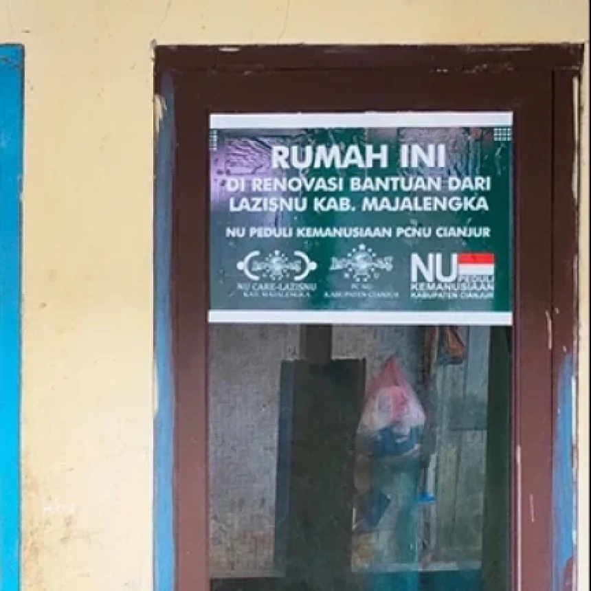 LAZISNU Renovasi Rumah Janda 8 Anak di Cianjur dan Berikan 4 Ekor Kambing