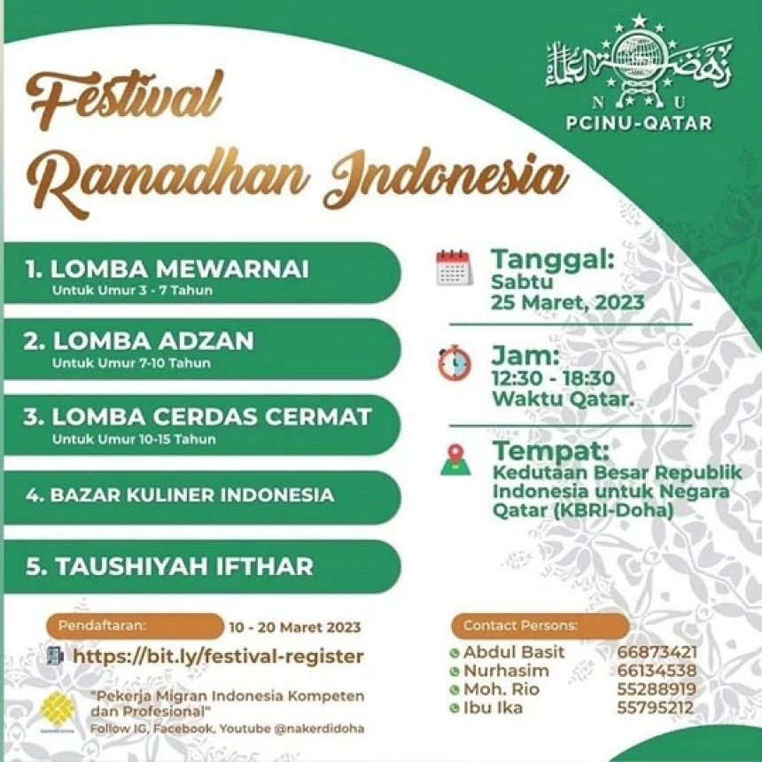 PCINU Qatar Bakal Gelar Festival Ramadhan Indonesia
