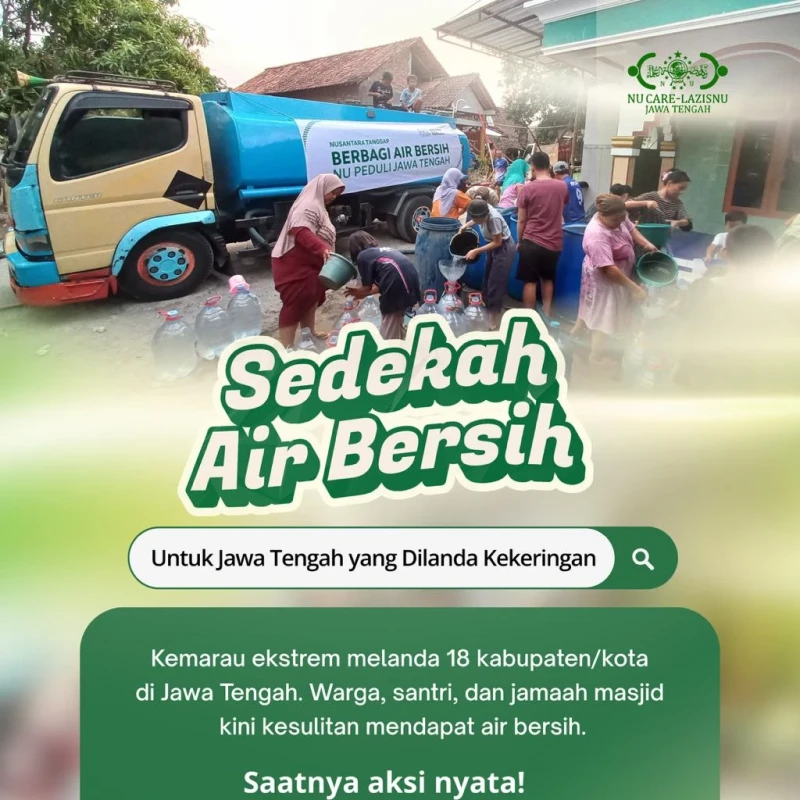 LAZISNU Jateng Galang Bantuan 'Sedekah Air Bersih' untuk Warga Terdampak Kekeringan