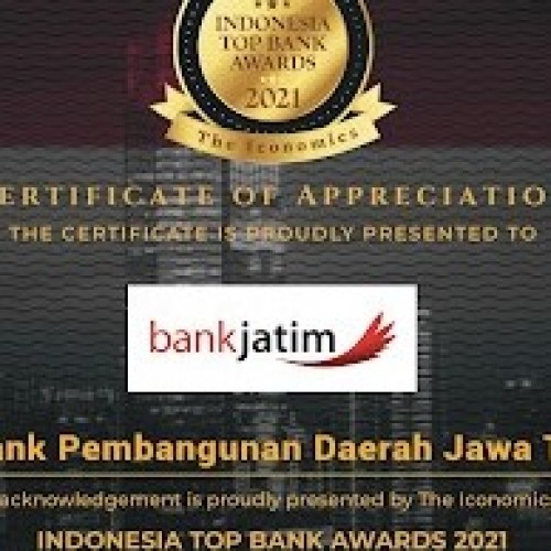 Bank Jatim Raih Penghargaan Indonesia Top Bank Awards 2021
