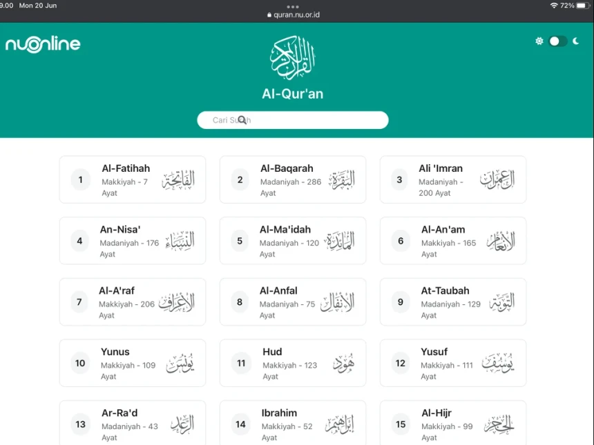 Quran Web NU Online: Baca Ayat dan Terjemah Lebih Mudah