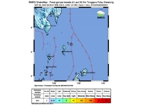 Gempa M 6,3 di Pulau Karatung Sulawesi Utara, Tidak Berpotensi Tsunami