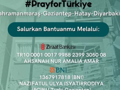 PCINU Turki Buka Donasi Bagi Warga Terdampak Gempa Turki