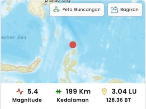 Gempa M 5,4 Guncang Pulau Doi Maluku Utara Pagi Ini, Tidak Berpotensi Tsunami