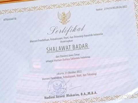 Shalawat Badar Resmi Jadi Warisan Budaya Tak Benda Indonesia